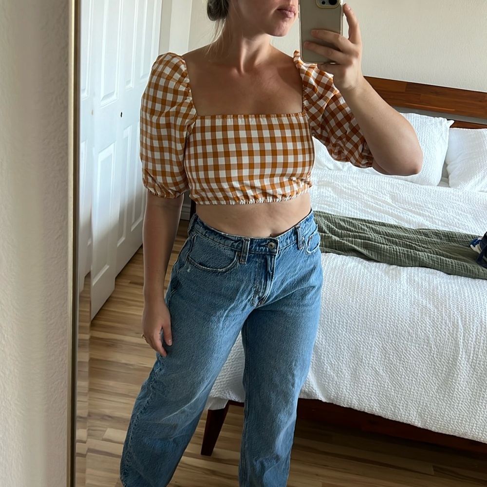 Petal & Pup Yellow Gingham Crop Top